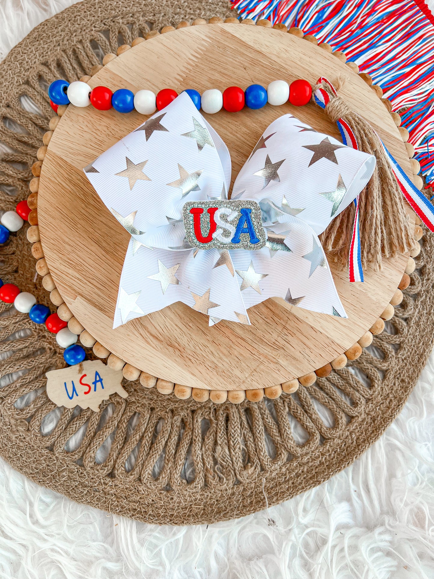 White star cheer bow