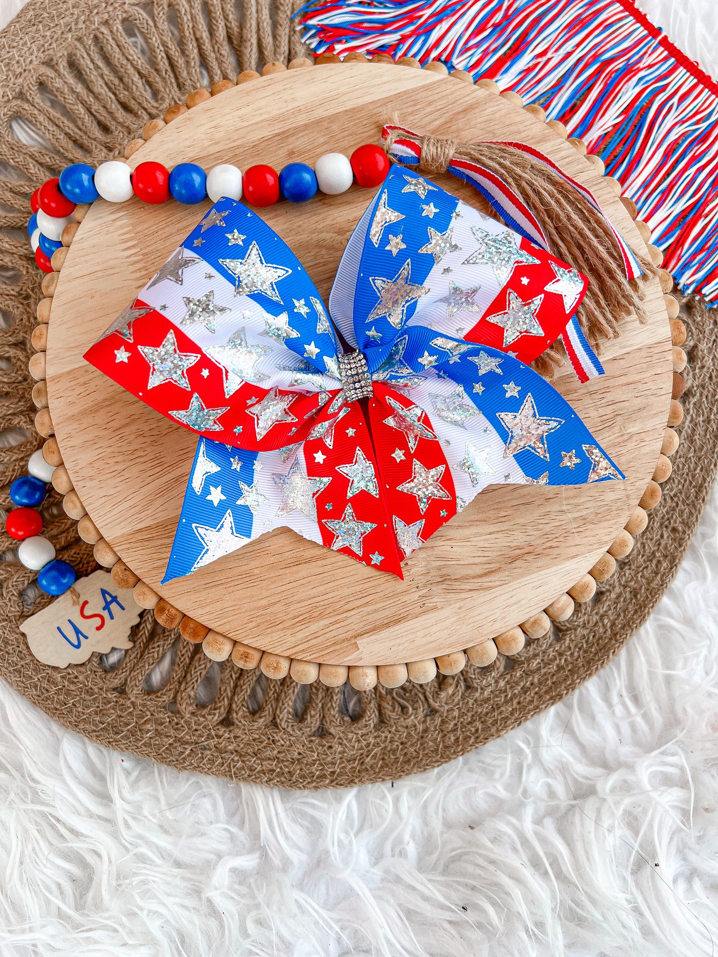 FOJ stripes cheer bow