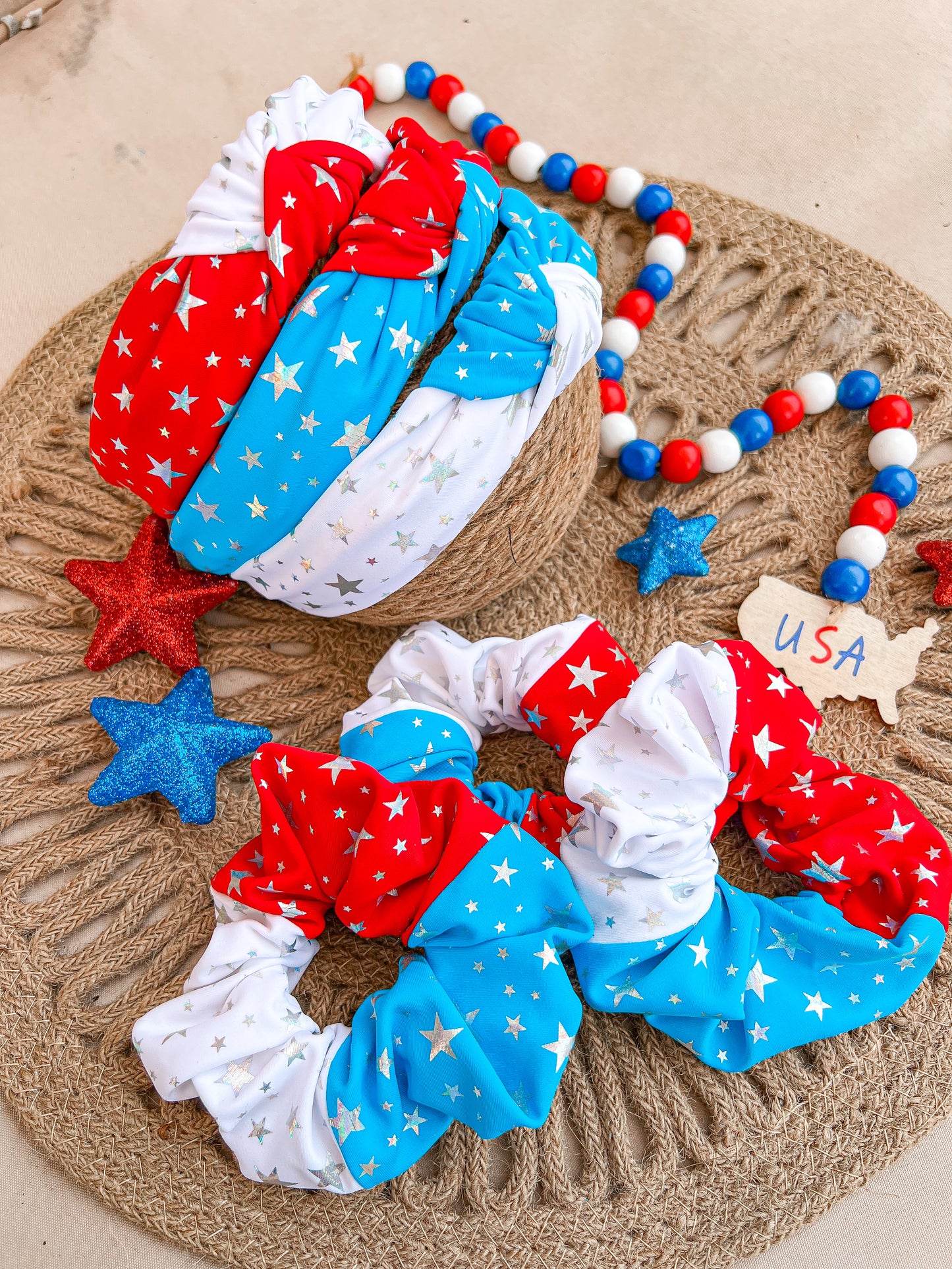 Freedom knotted headbands/scrunchies