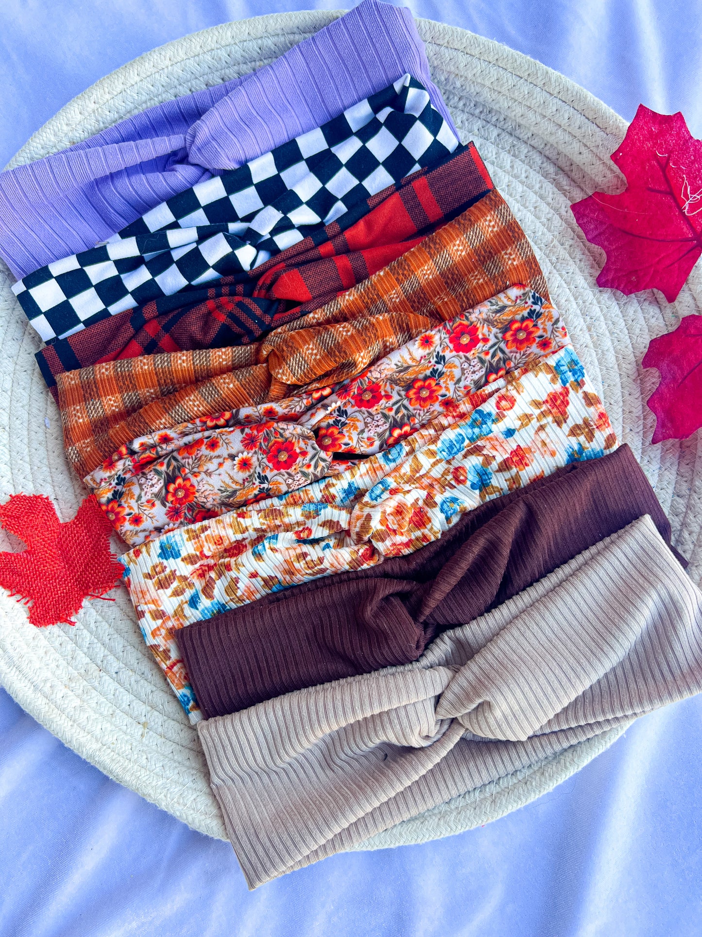 Fall Floral embroidery Ftwistwrap/knotted headband