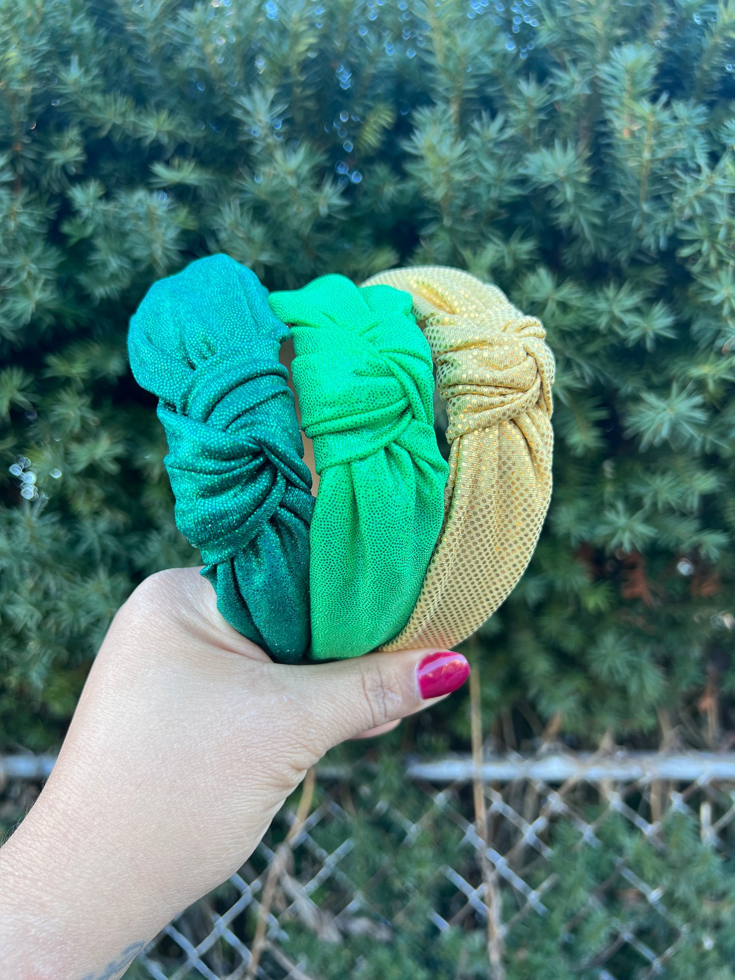 Hunter Green Sparkle knotted headband only