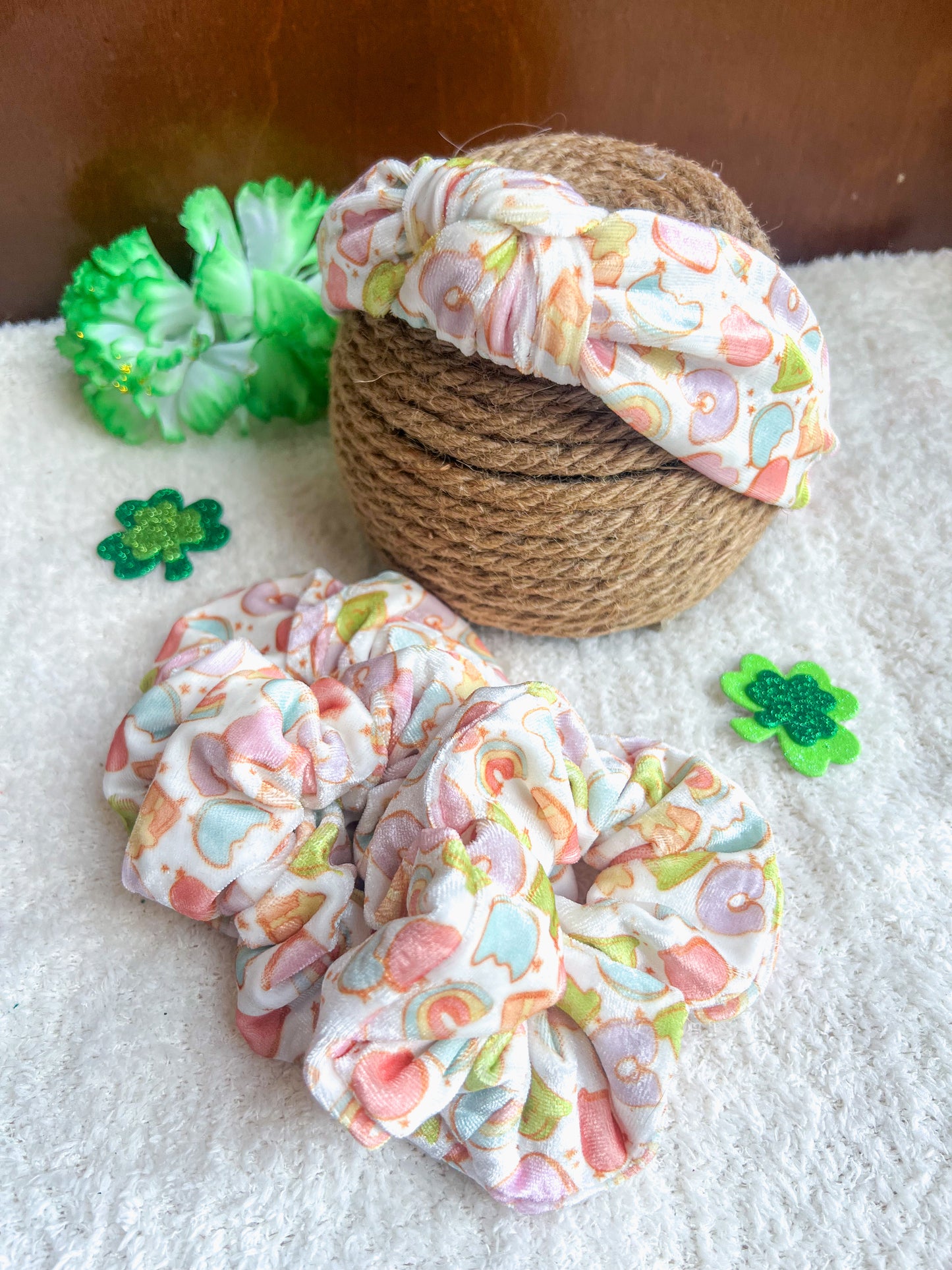 Lucky Charms knotted headband/scrunchie