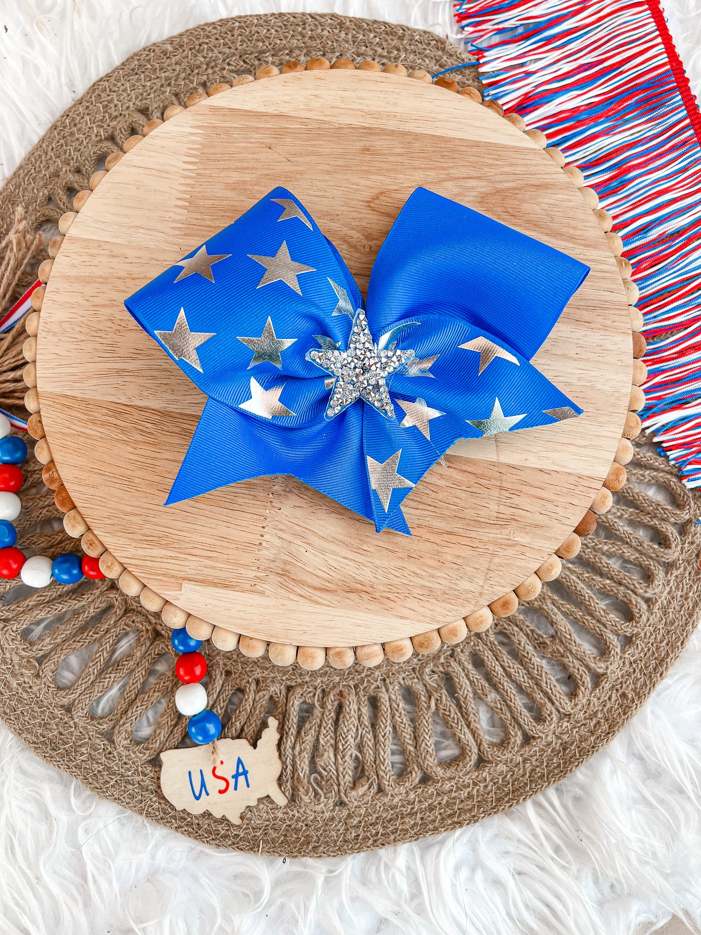 Blue stars cheer bow