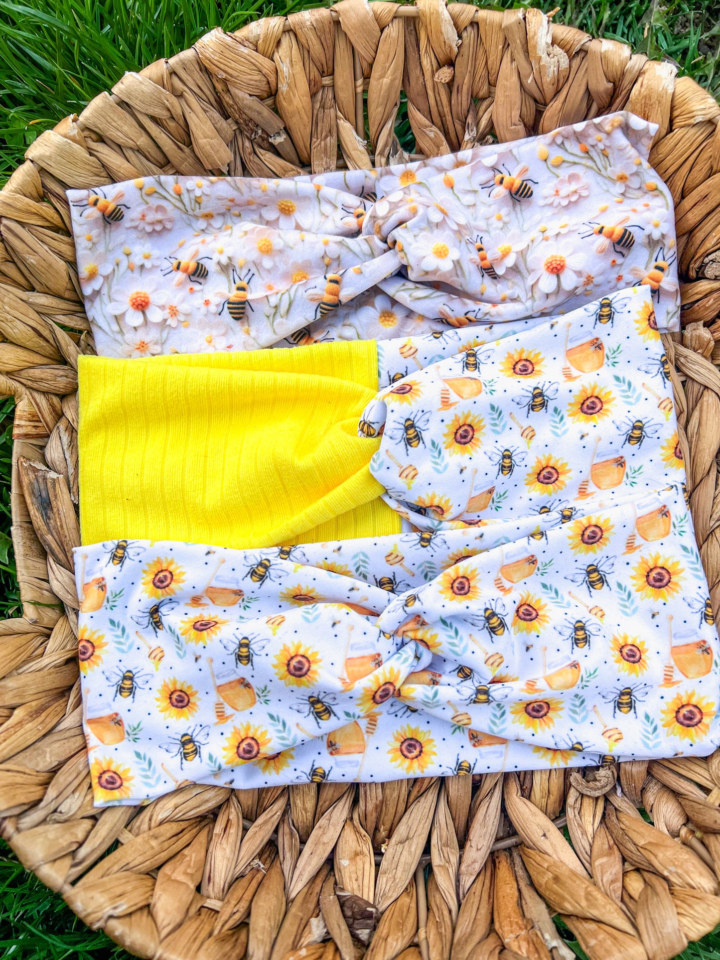 3D Bee & Daisys Twistwrap/Knotted/ Scrunchie