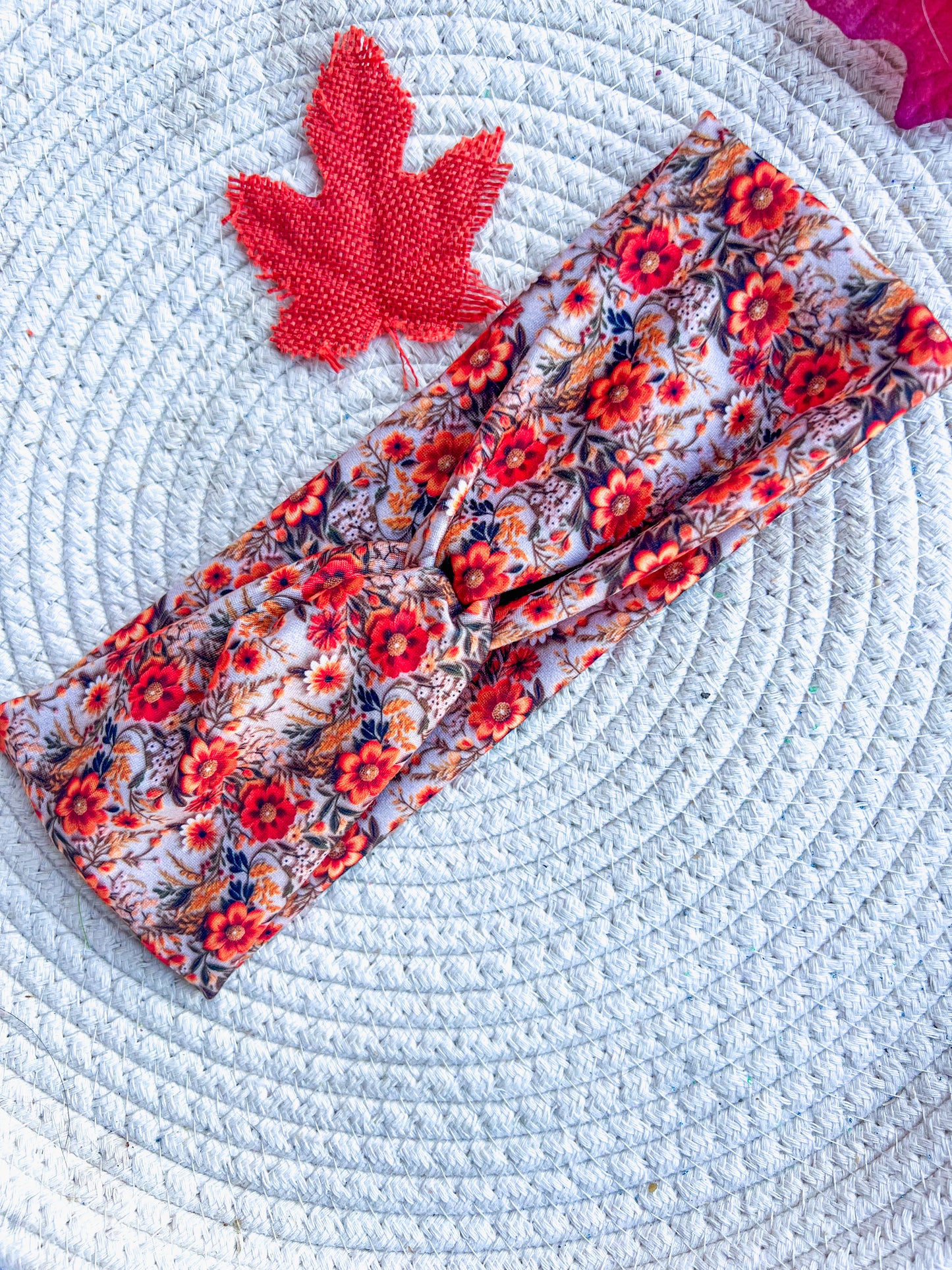 Fall Floral embroidery Ftwistwrap/knotted headband