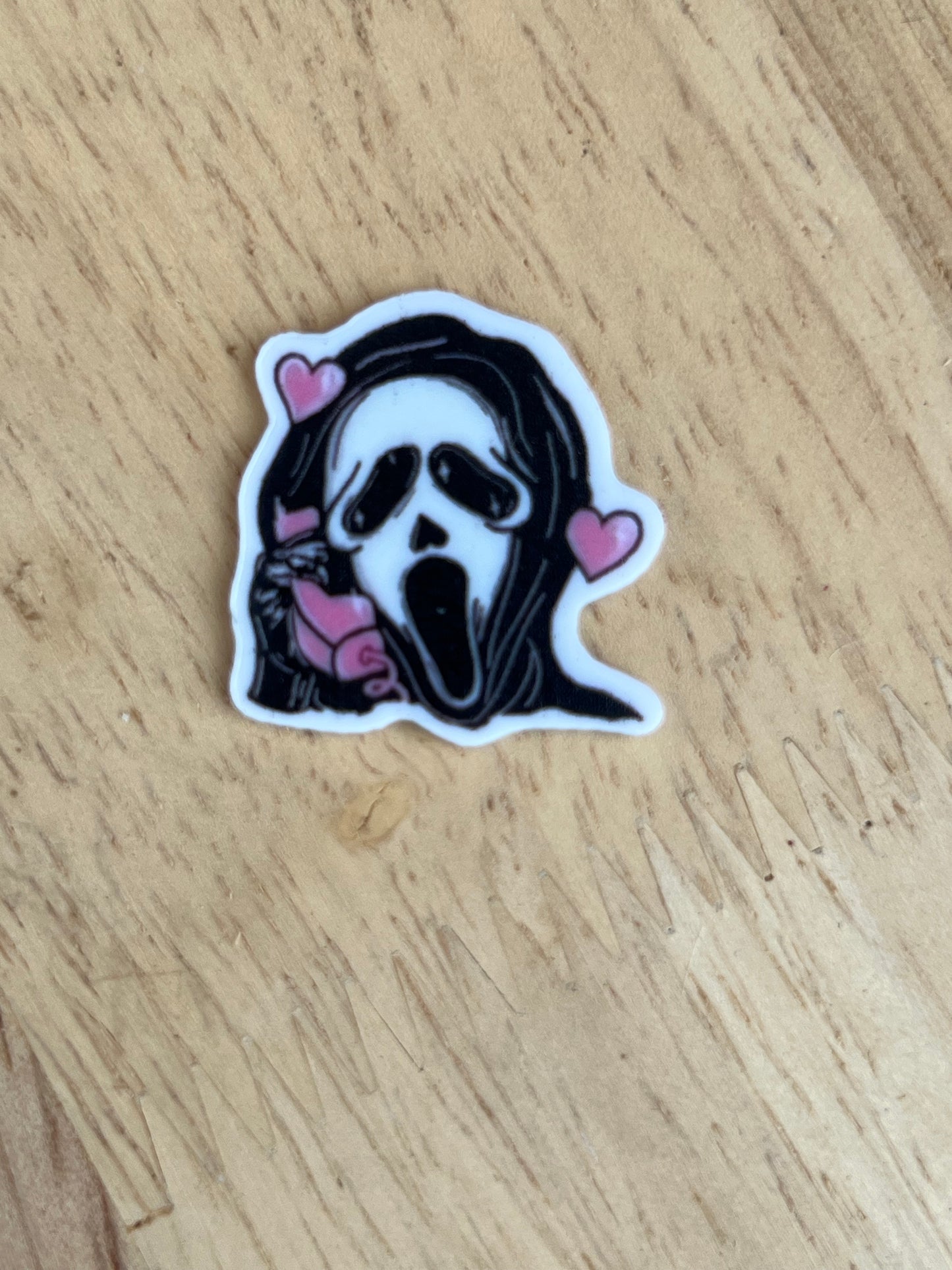 Pink Ghost face *bow add on*