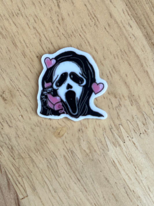 Pink Ghost face *bow add on*