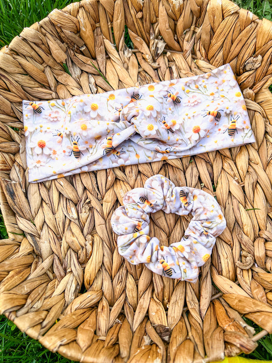 3D Bee & Daisys Twistwrap/Knotted/ Scrunchie