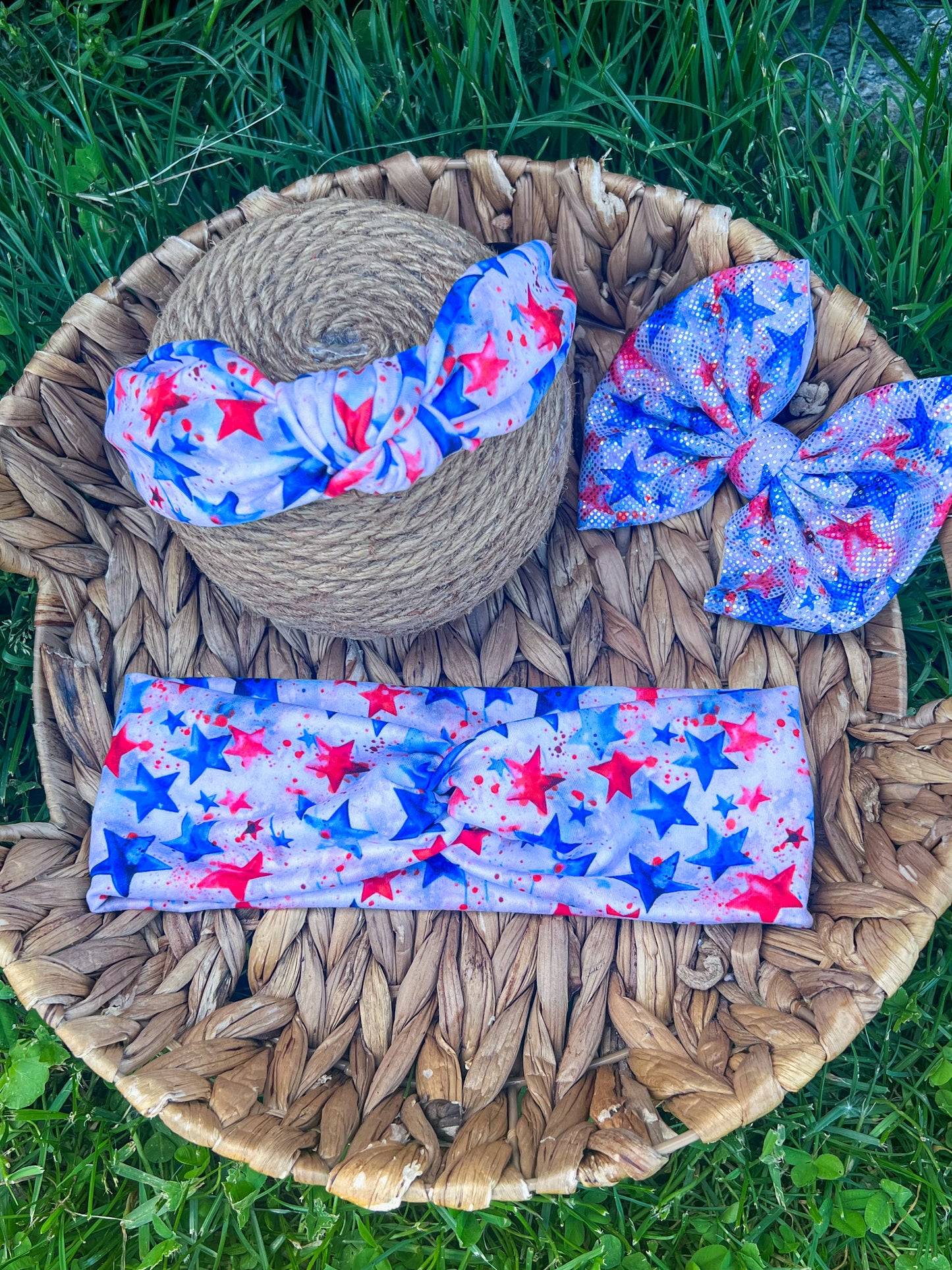 American stars twistwrap/knotted headband/scrunchie