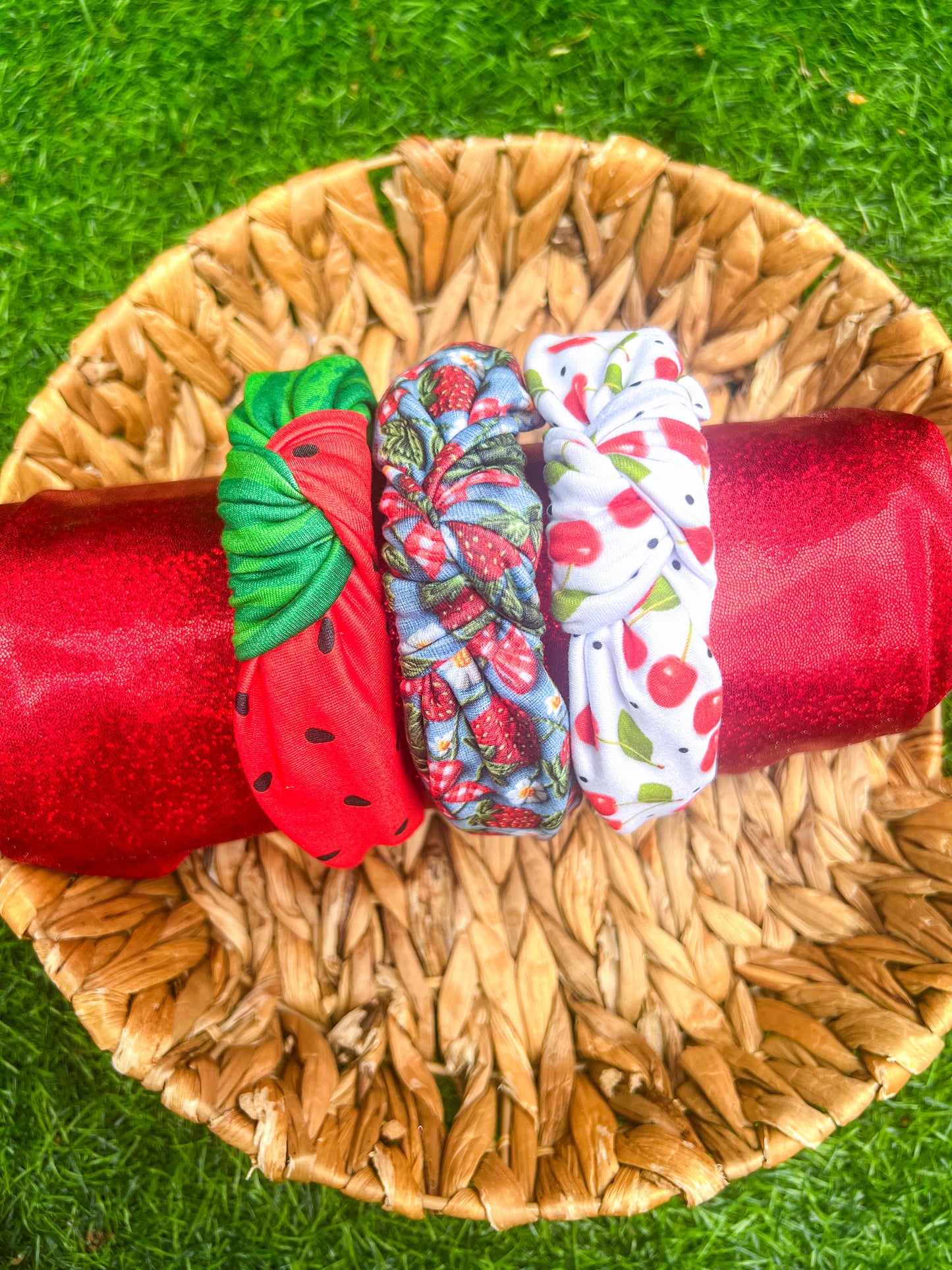 Watermelon Sugar twistwrap/knitted headband/scrunchie