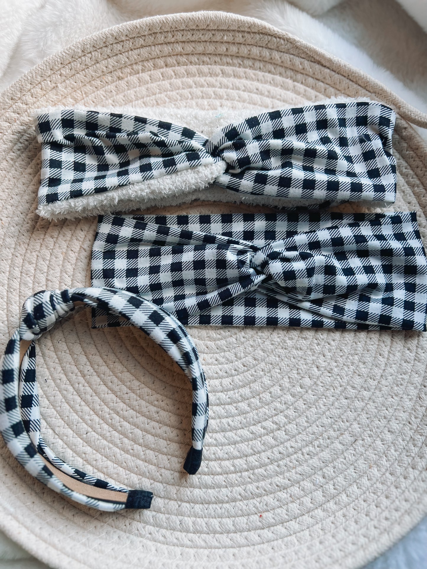 Black Plaid twistwrap/knotted headband