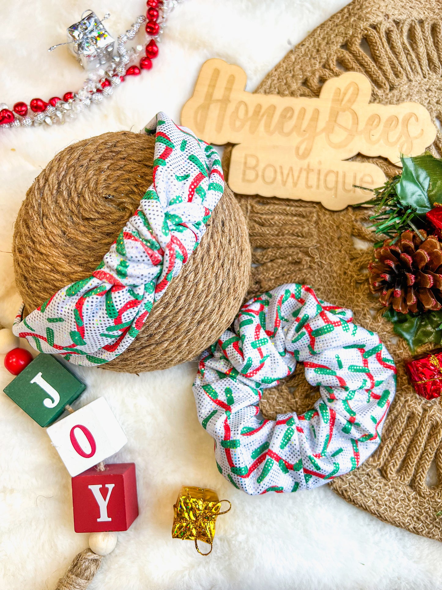 Little Debbie holo knotted headband, scrunchie