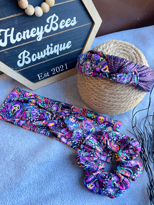 Lisa horror twistwrap/knitted headband/scrunchie