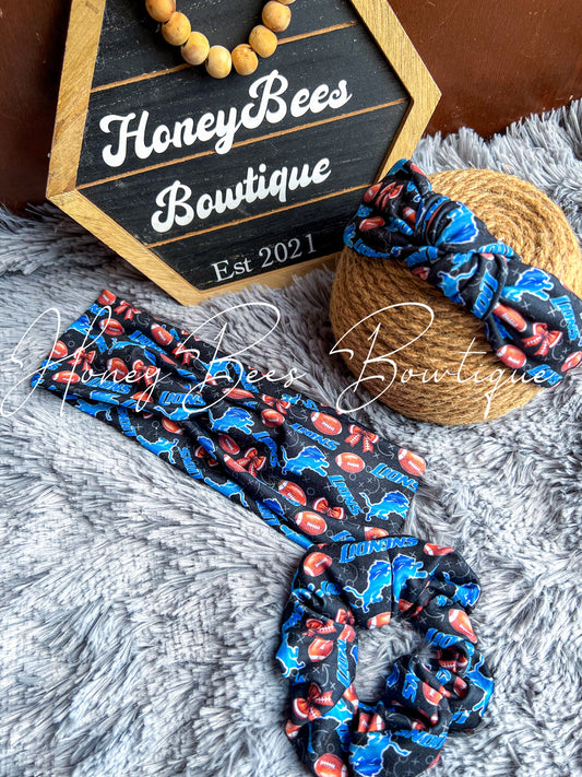 DLions black twistwrap/knotted  headband/scrunchie