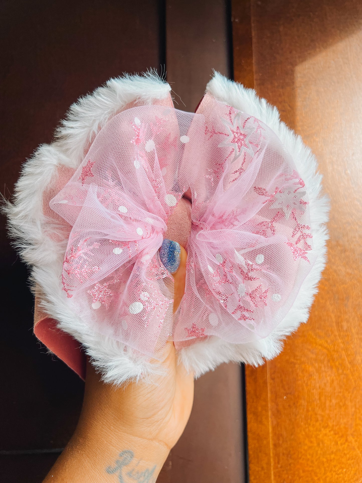 Pink snowflake double bow