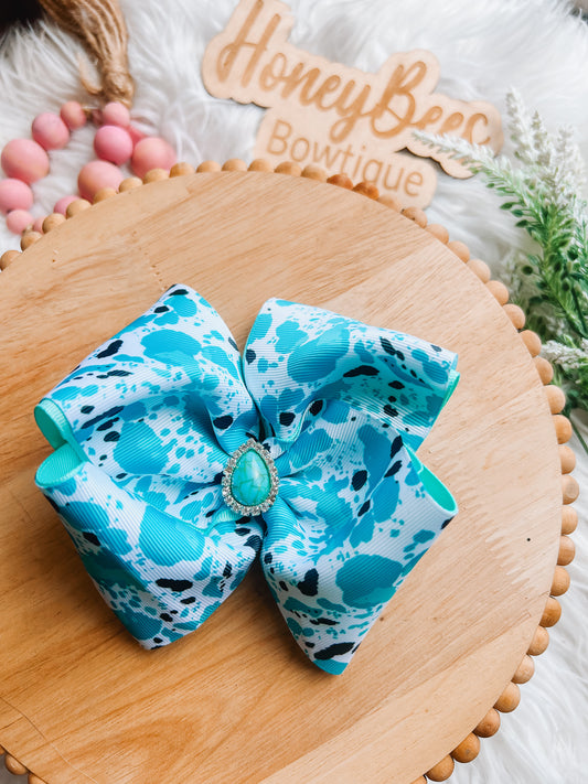 Turquoise cowhide ribbon