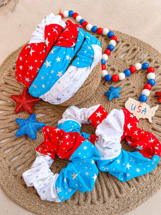 Freedom knotted headbands/scrunchies