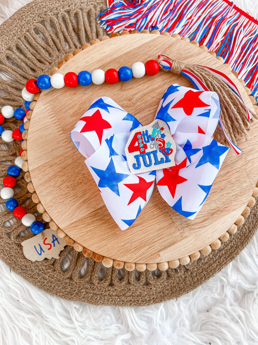 Patriotic stars ribbon bow