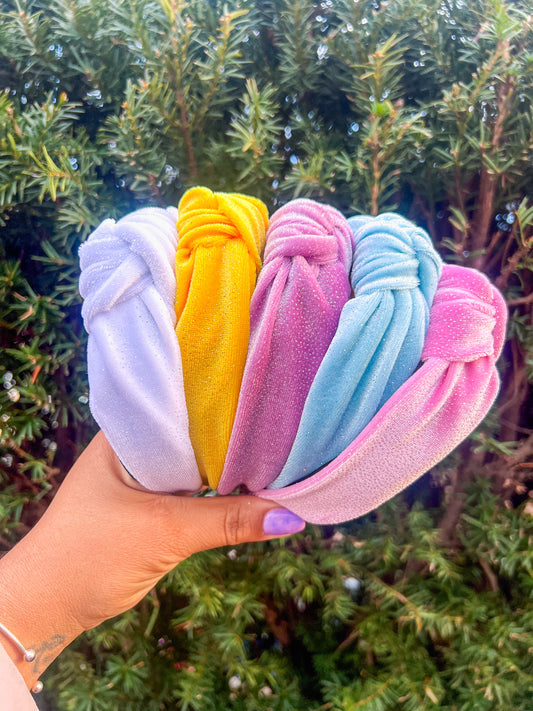 Glitter velvet knotted headbands