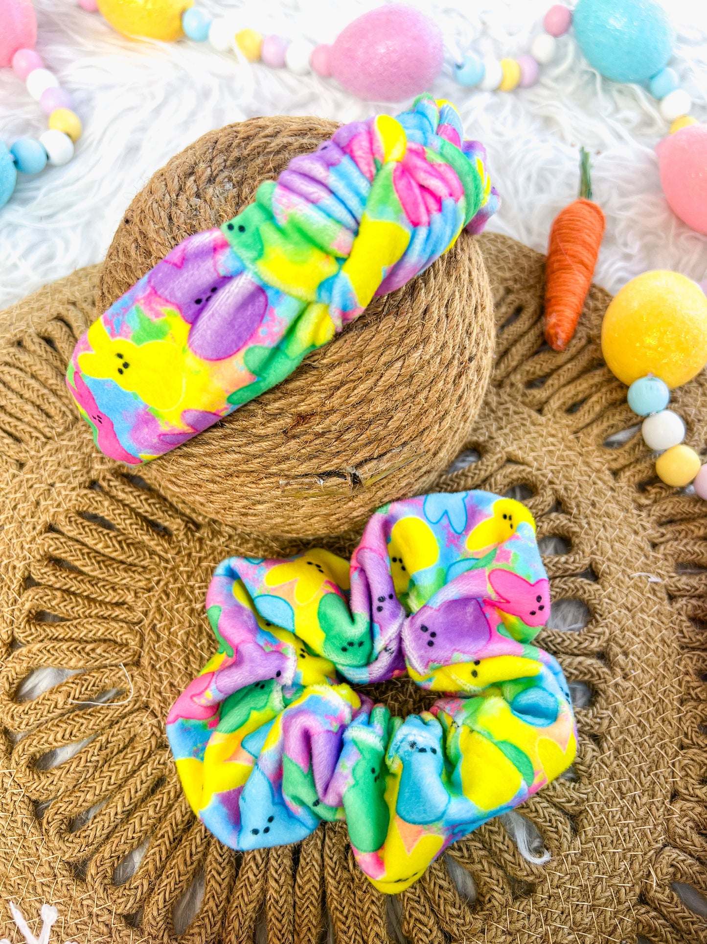 PEEPs Velvet knotted headband, scrunchie