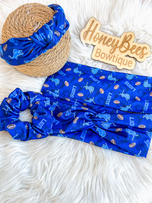 Detroit Blue Lions football Twistwrap Knotted HeadBAND
