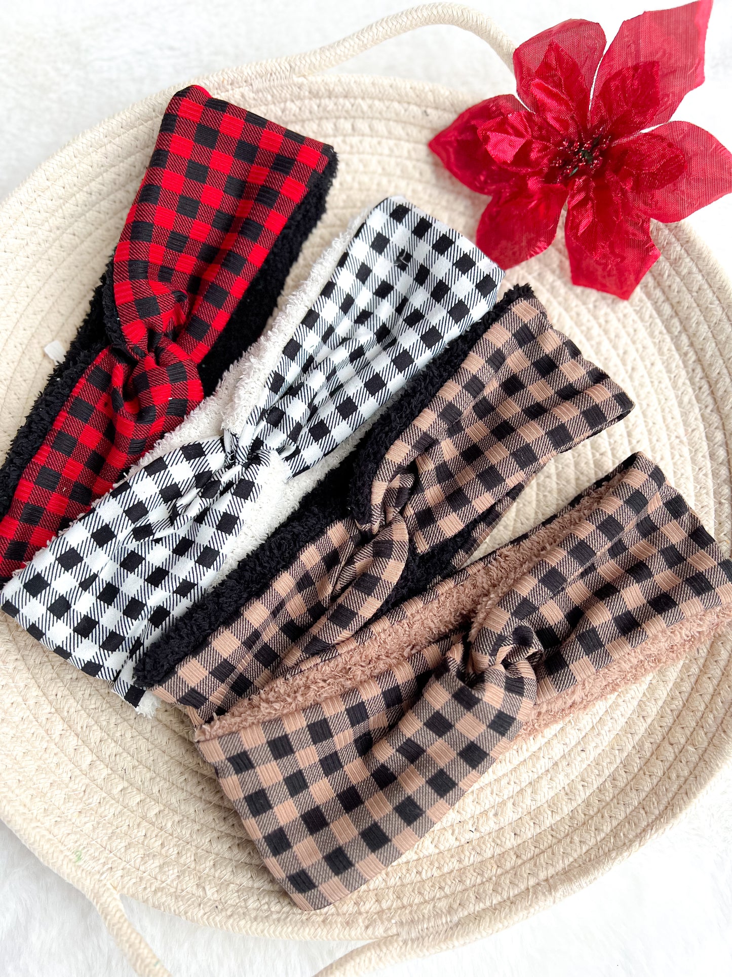 Black Plaid twistwrap/knotted headband