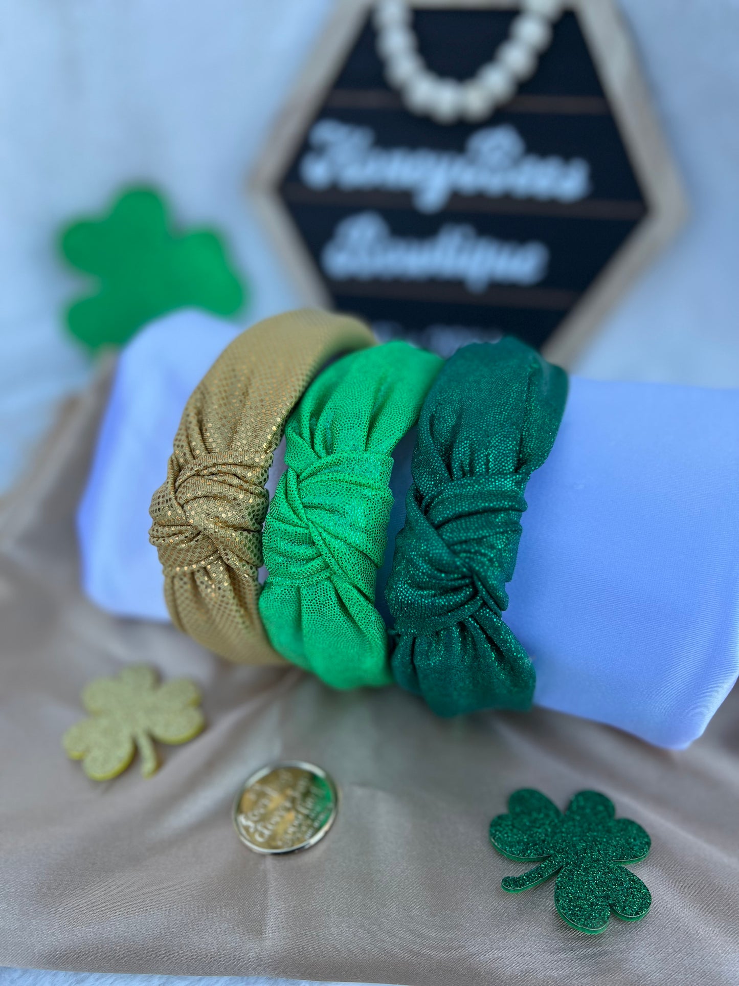 Hunter Green Sparkle knotted headband only
