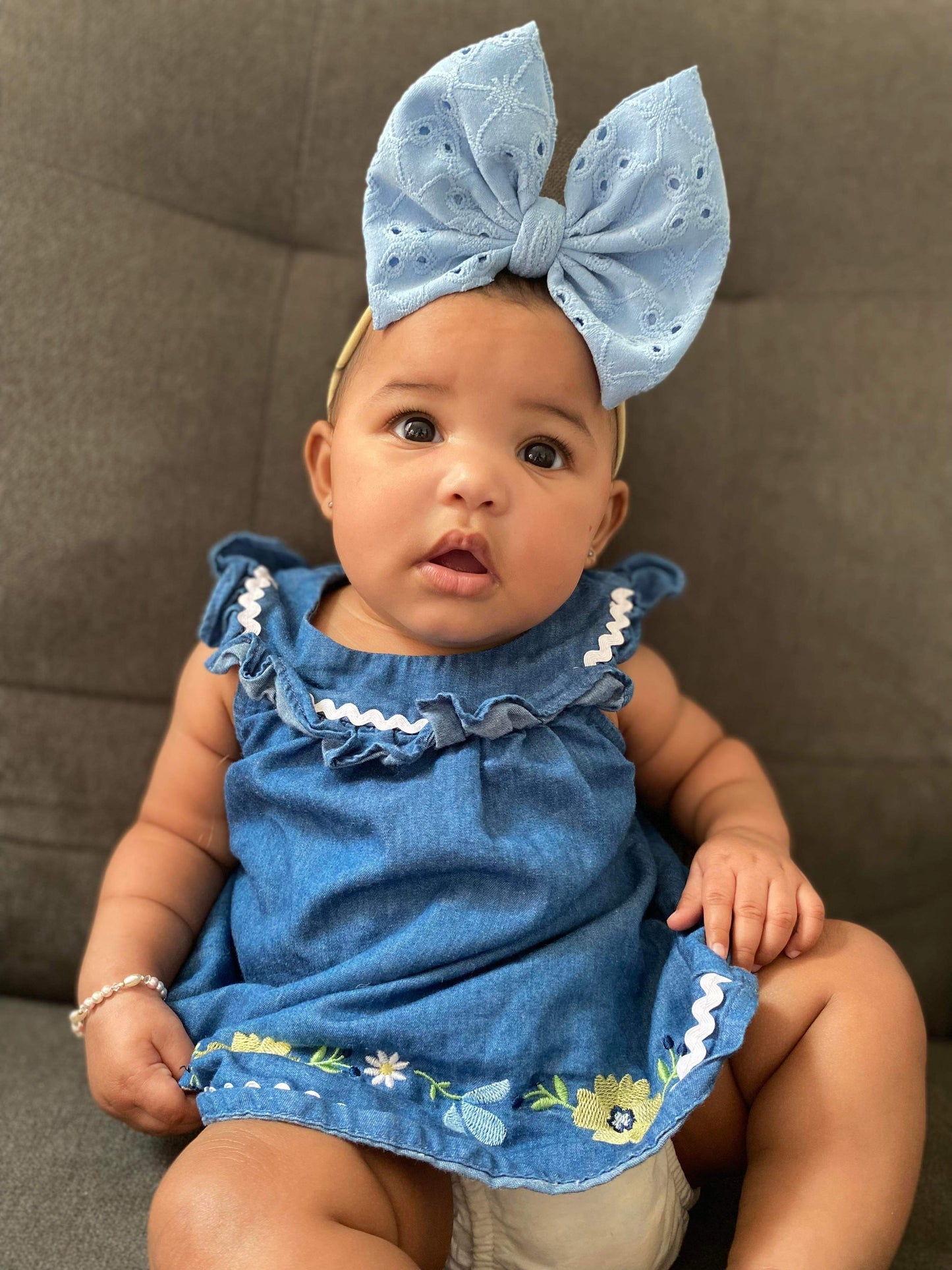 Denim Blue Eyelette