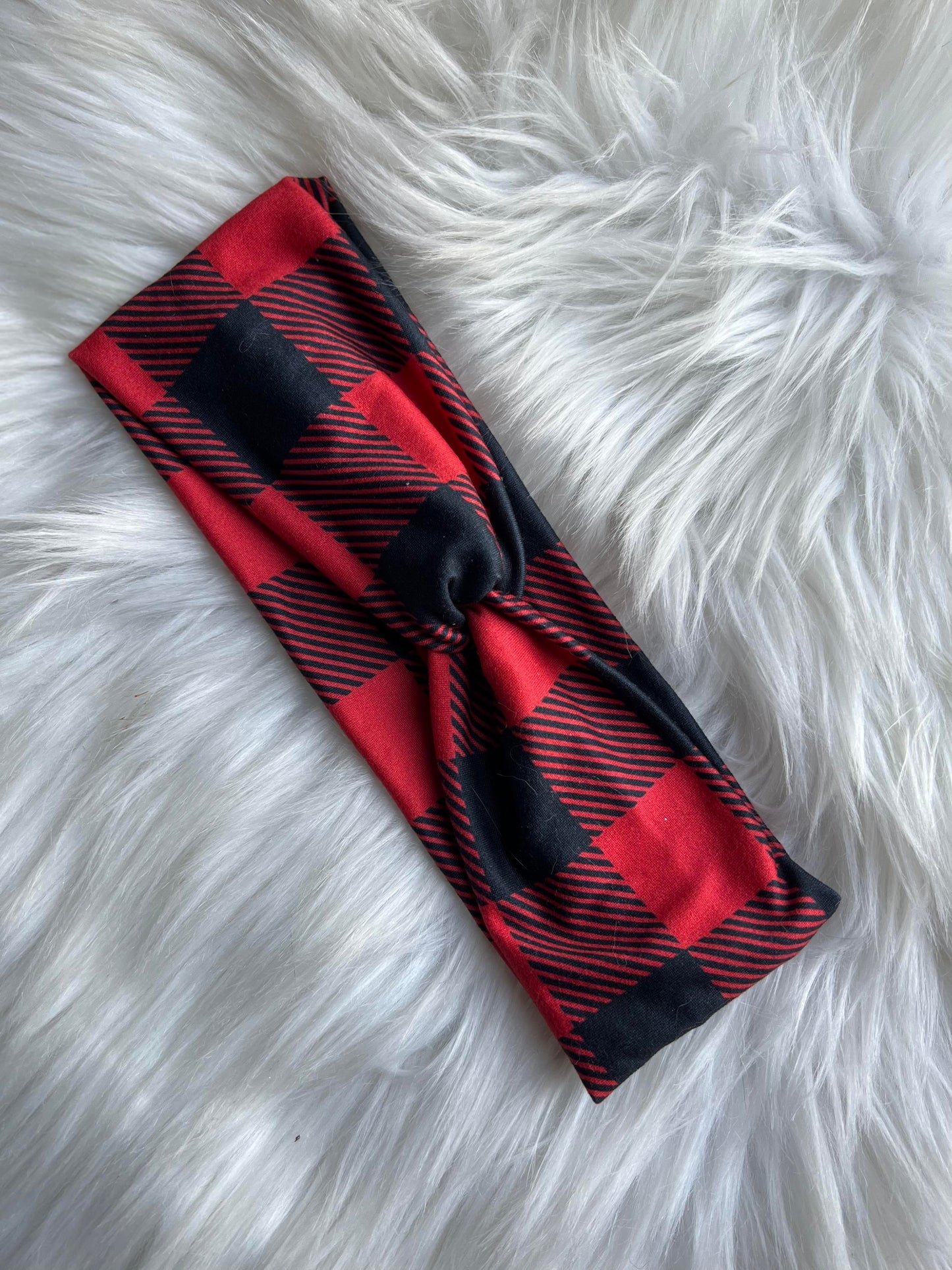 Red Plaid Large Print Twistwrap/knotted headband
